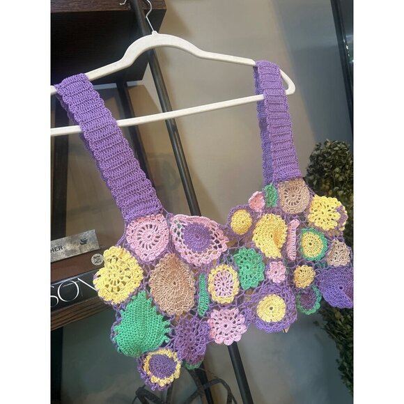 Agua Bendita Tanit Crochet Crop Top Multicolor Womens Size Large - Picture 6 of 9